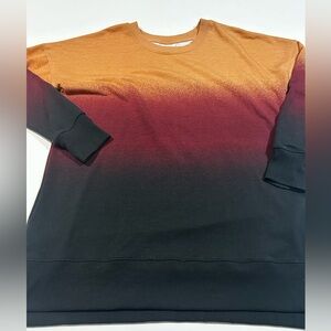 Lularoe Small Gradient Long Sleeve Sweatshirt in Orange, Burgundy, and Black